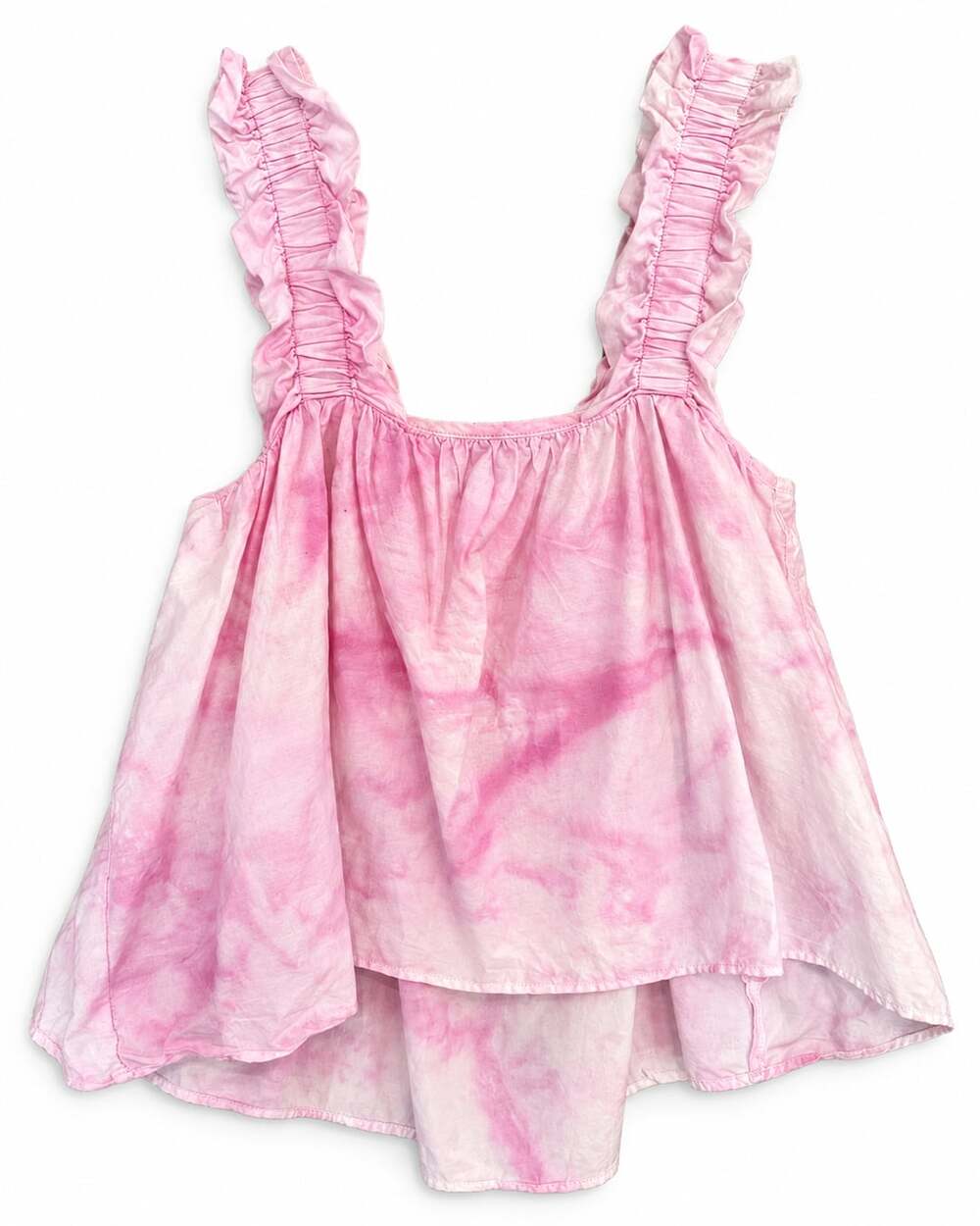Zara Pink Tie Dye Ruffled Strap Tank Top Size S (L)